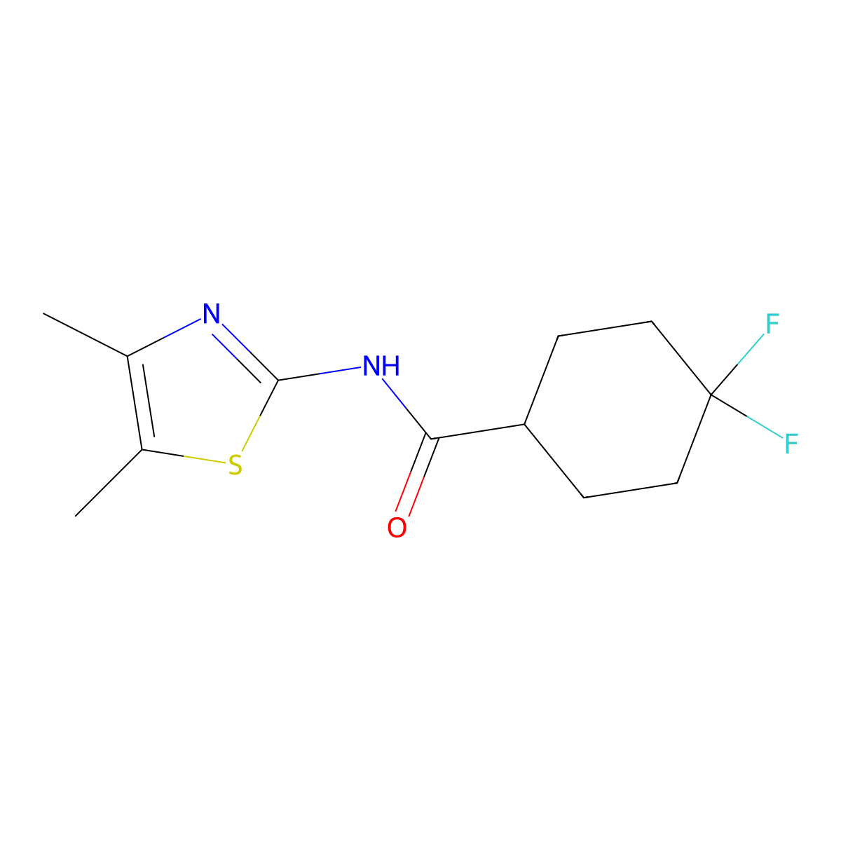N-(4,5-dimethyl-1,3-thiazol-2-yl)-4,4-difluorocyclohexane-1-carboxamide molecular structure, CAS 2327065-54-1