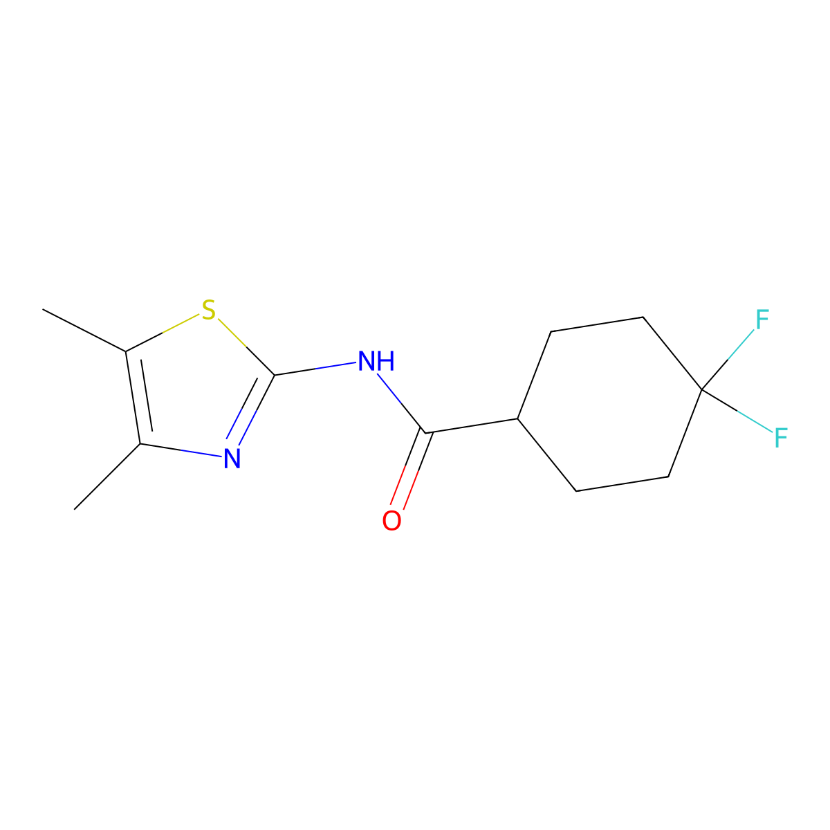 N-(4,5-dimethyl-1,3-thiazol-2-yl)-4,4-difluorocyclohexane-1-carboxamide molecular structure, CAS 2327065-54-1