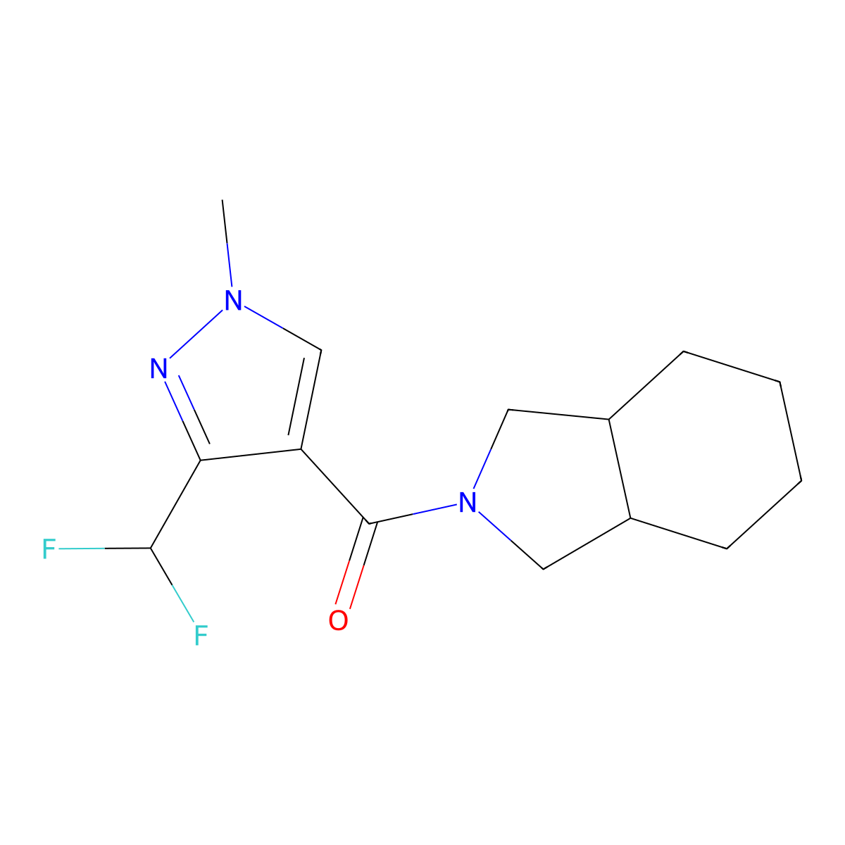 2-[3-(difluoromethyl)-1-methyl-1H-pyrazole-4-carbonyl]-octahydro-1H-isoindole molecular structure, CAS 2327065-68-7