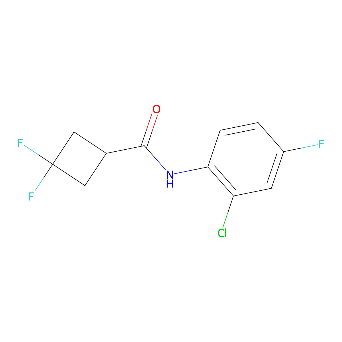 N-(2-chloro-4-fluorophenyl)-3,3-difluorocyclobutane-1-carboxamide molecular structure, CAS 2327066-67-9