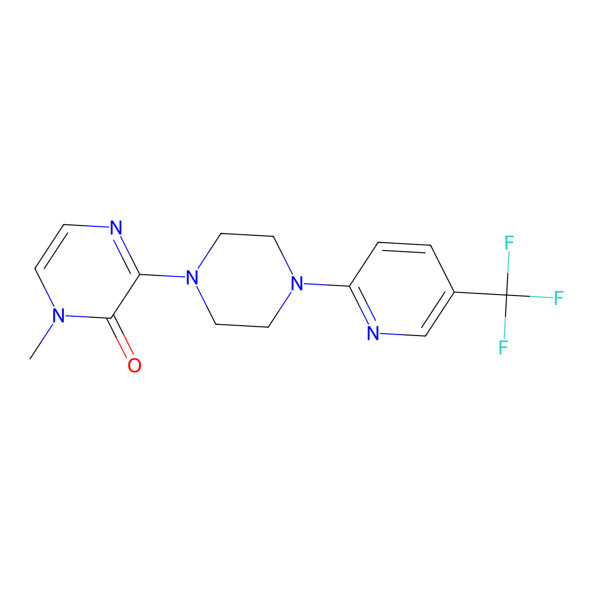 1-Methyl-3-{4-[5-(trifluoromethyl)pyridin-2-yl]piperazin-1-yl}-1,2-dihydropyrazin-2-one molecular structure, CAS 2327081-55-8