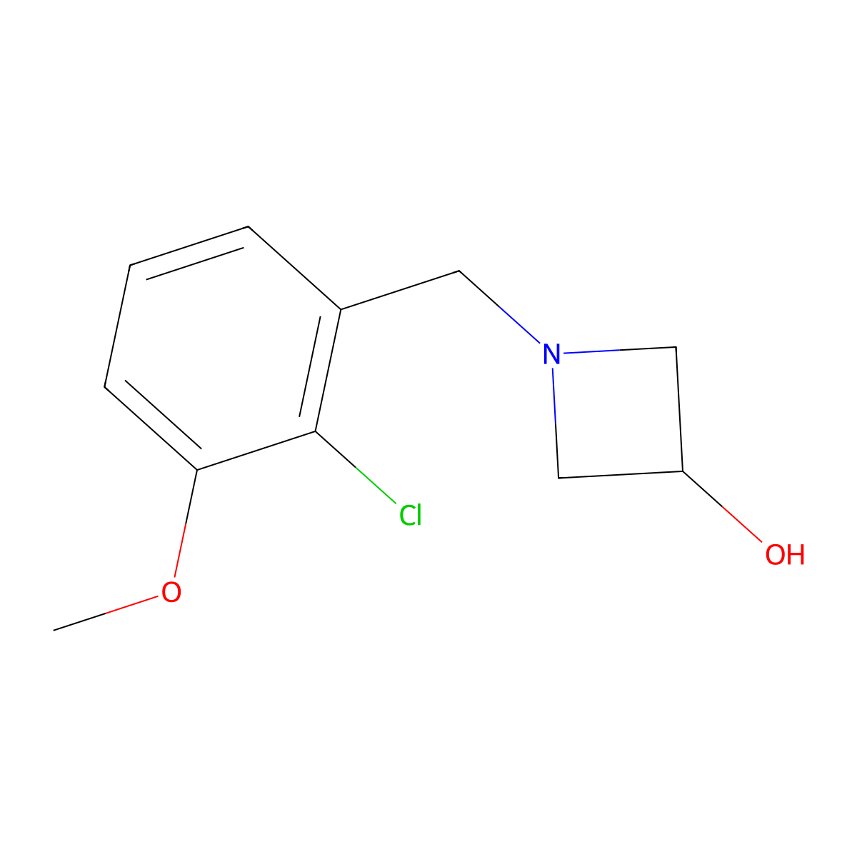 1-[(2-Chloro-3-methoxyphenyl)methyl]-3-azetidinol molecular structure, CAS 2327081-61-6
