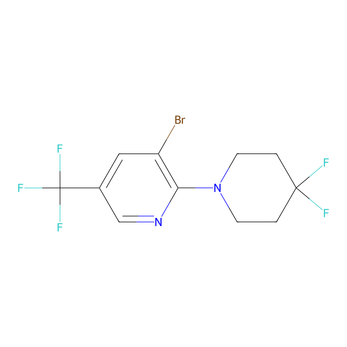 3-Bromo-2-(4,4-difluoropiperidin-1-yl)-5-(trifluoromethyl)pyridine molecular structure, CAS 2327085-94-7