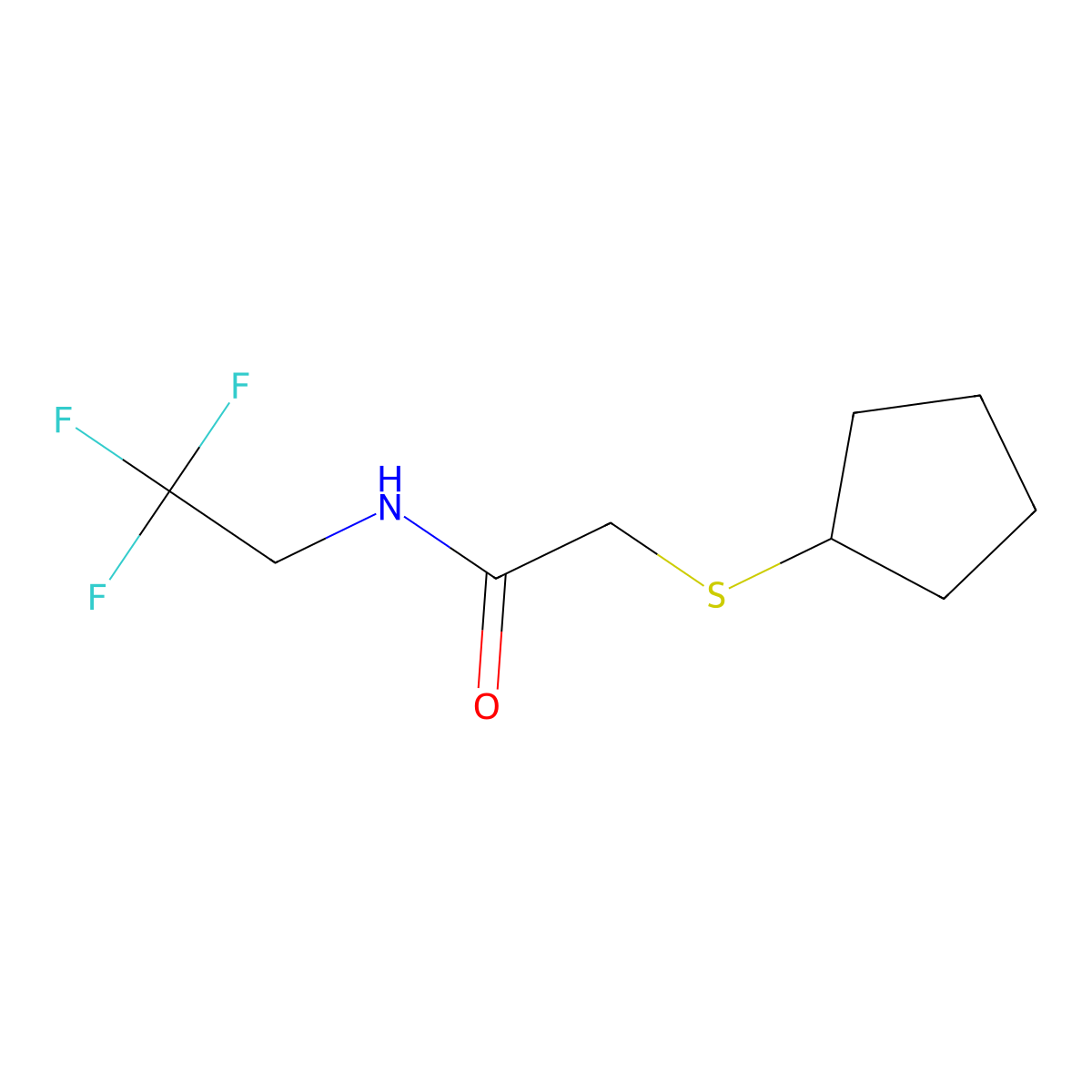 2-(cyclopentylsulfanyl)-N-(2,2,2-trifluoroethyl)acetamide molecular structure, CAS 2327086-28-0