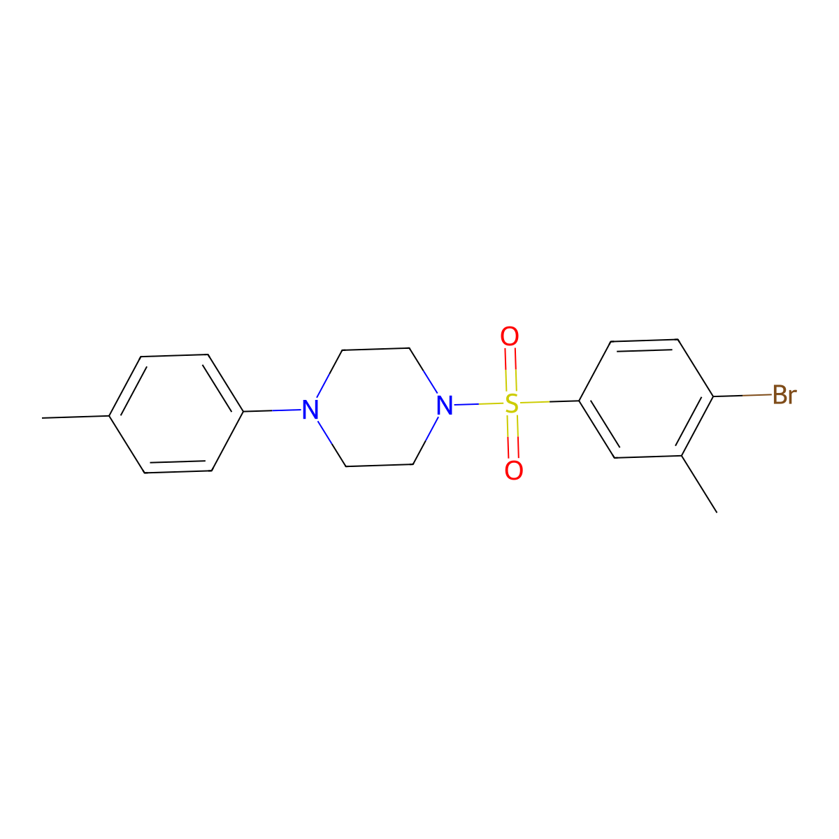 1-(4-Bromo-3-methylbenzenesulfonyl)-4-(4-methylphenyl)piperazine molecular structure, CAS 2327094-15-3