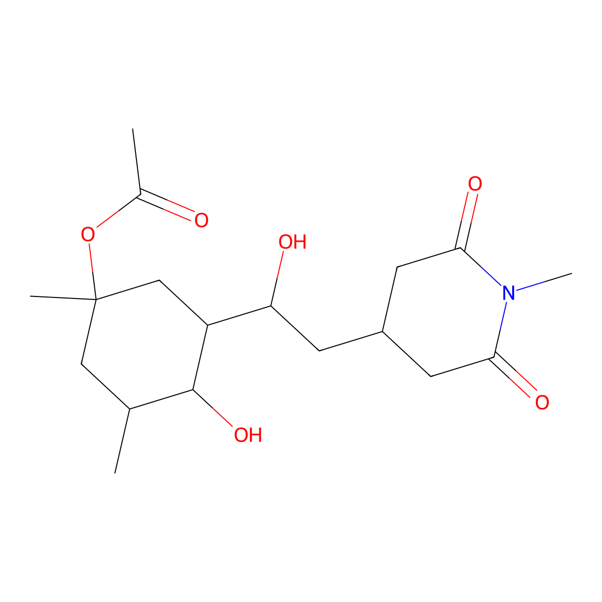 [4-Hydroxy-3-[1-hydroxy-2-(1-methyl-2,6-dioxopiperidin-4-yl)ethyl]-1,5-dimethylcyclohexyl] acetate molecular structure, CAS 23271-79-6