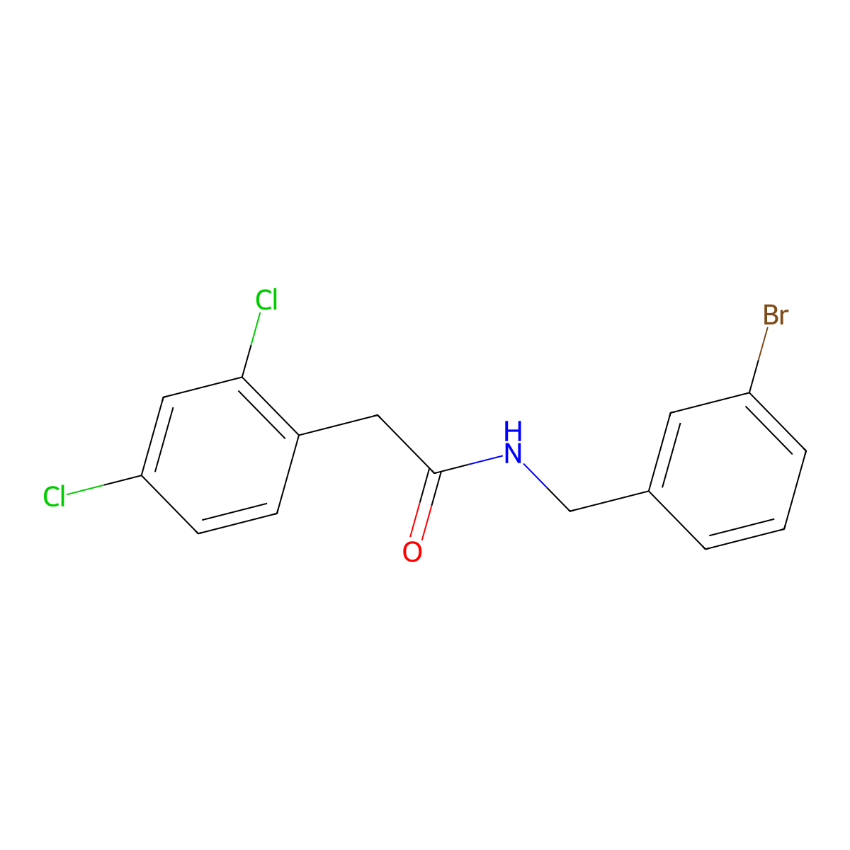 N-[(3-Bromophenyl)methyl]-2,4-dichlorobenzeneacetamide molecular structure, CAS 2327101-16-4