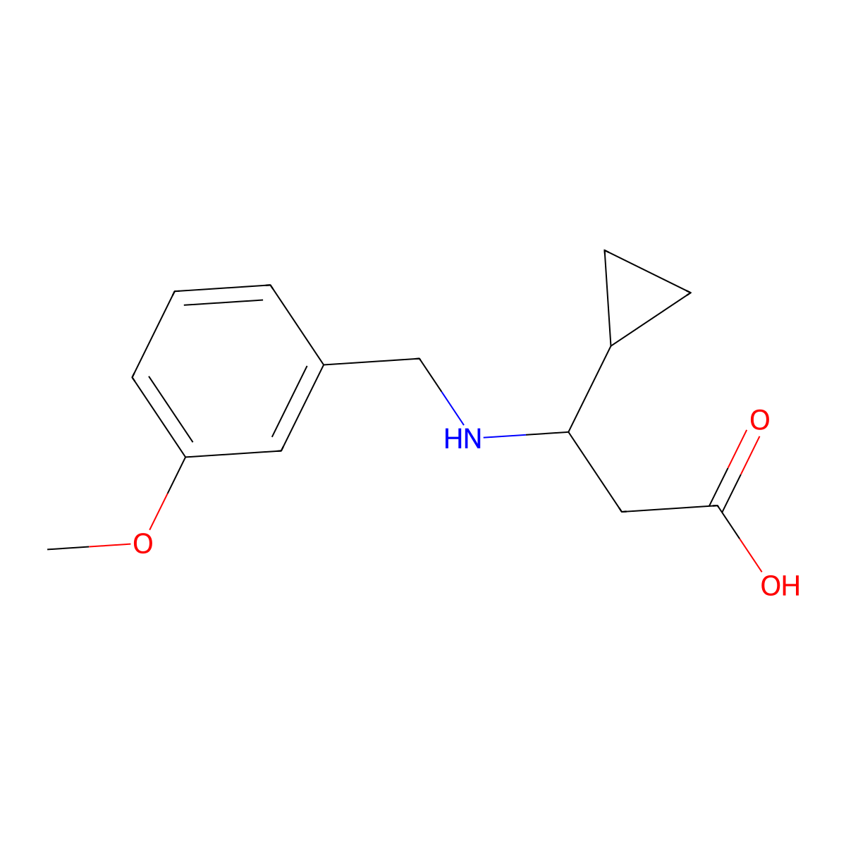 3-Cyclopropyl-3-{[(3-methoxyphenyl)methyl]amino}propanoic acid molecular structure, CAS 2327127-37-5