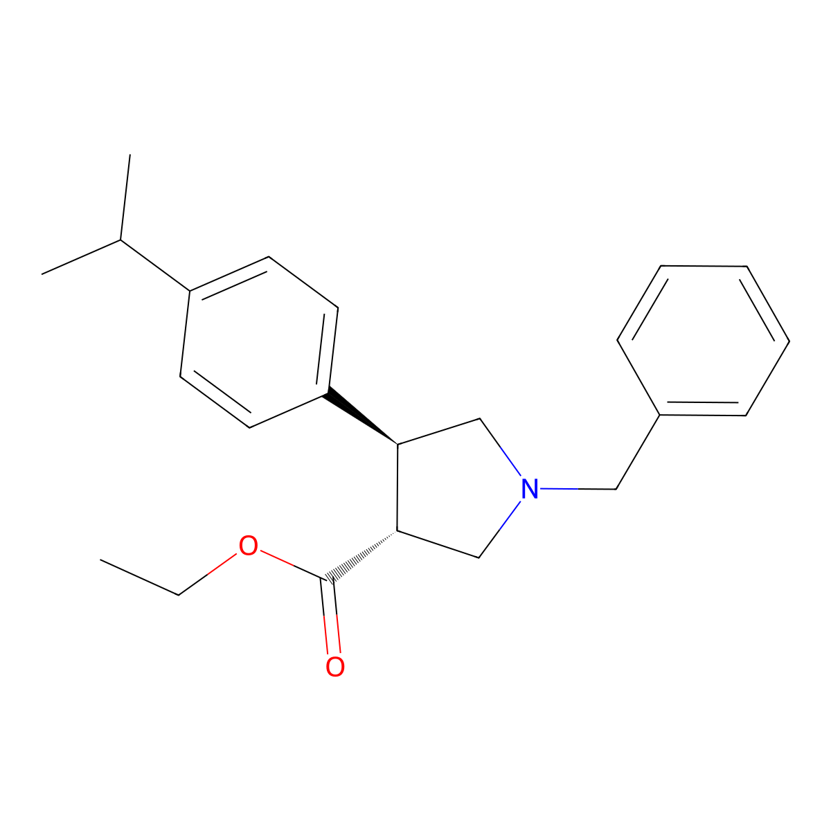 Ethyl trans-1-benzyl-4-(4-isopropylphenyl)pyrrolidine-3-carboxylate molecular structure, CAS 2327127-53-5