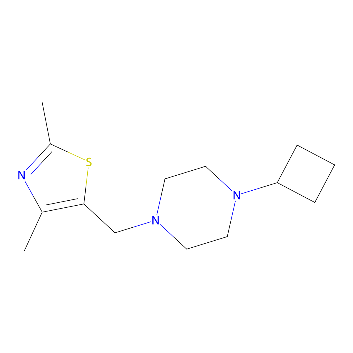 1-Cyclobutyl-4-[(2,4-dimethyl-1,3-thiazol-5-yl)methyl]piperazine molecular structure, CAS 2327157-23-1