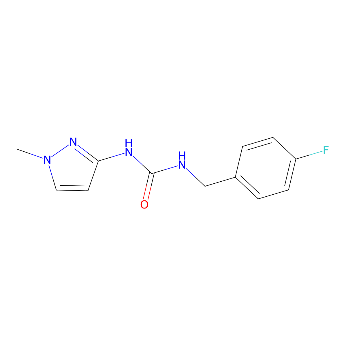 1-[(4-fluorophenyl)methyl]-3-(1-methyl-1H-pyrazol-3-yl)urea molecular structure, CAS 2327159-44-2