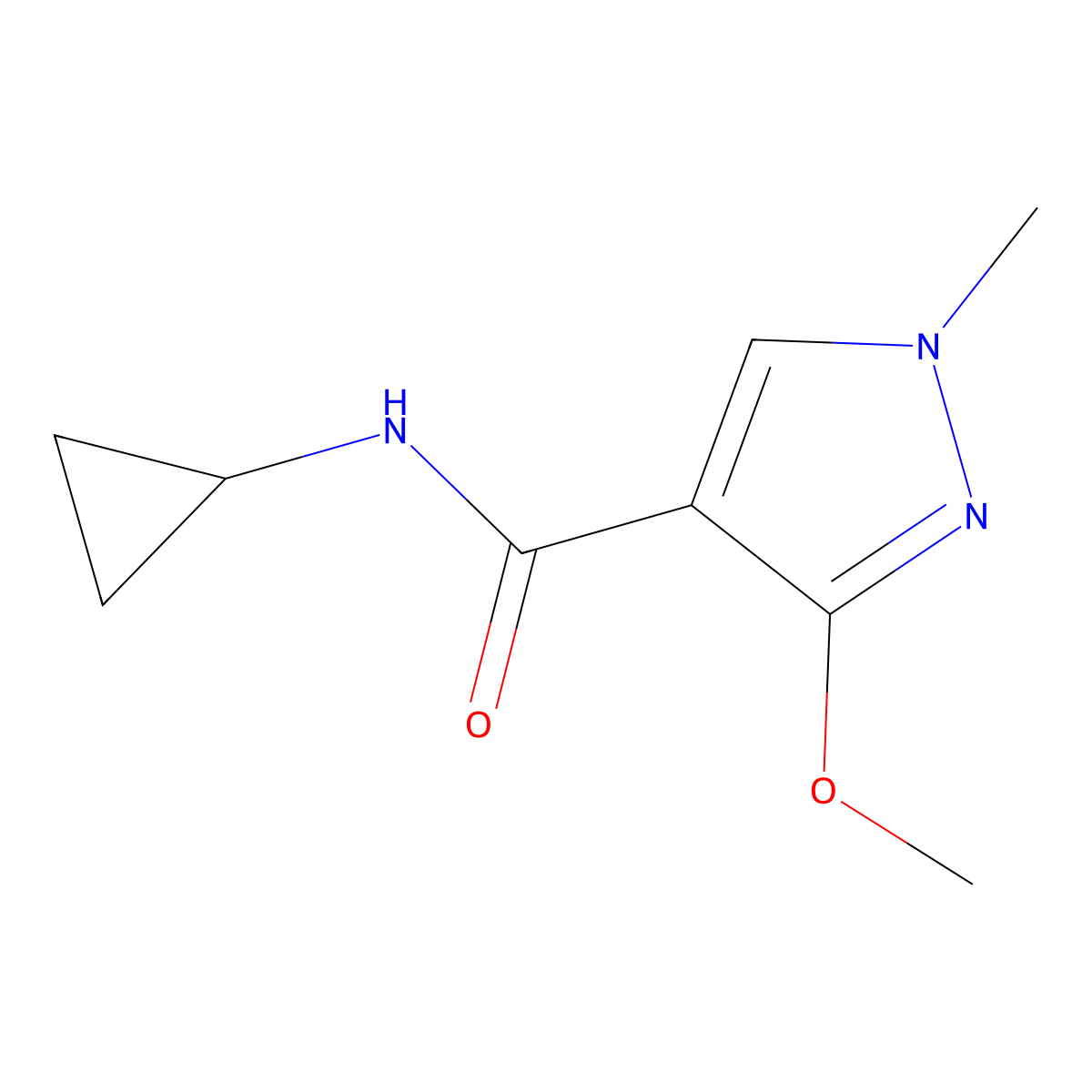 N-cyclopropyl-3-methoxy-1-methyl-1H-pyrazole-4-carboxamide molecular structure, CAS 2327161-85-1