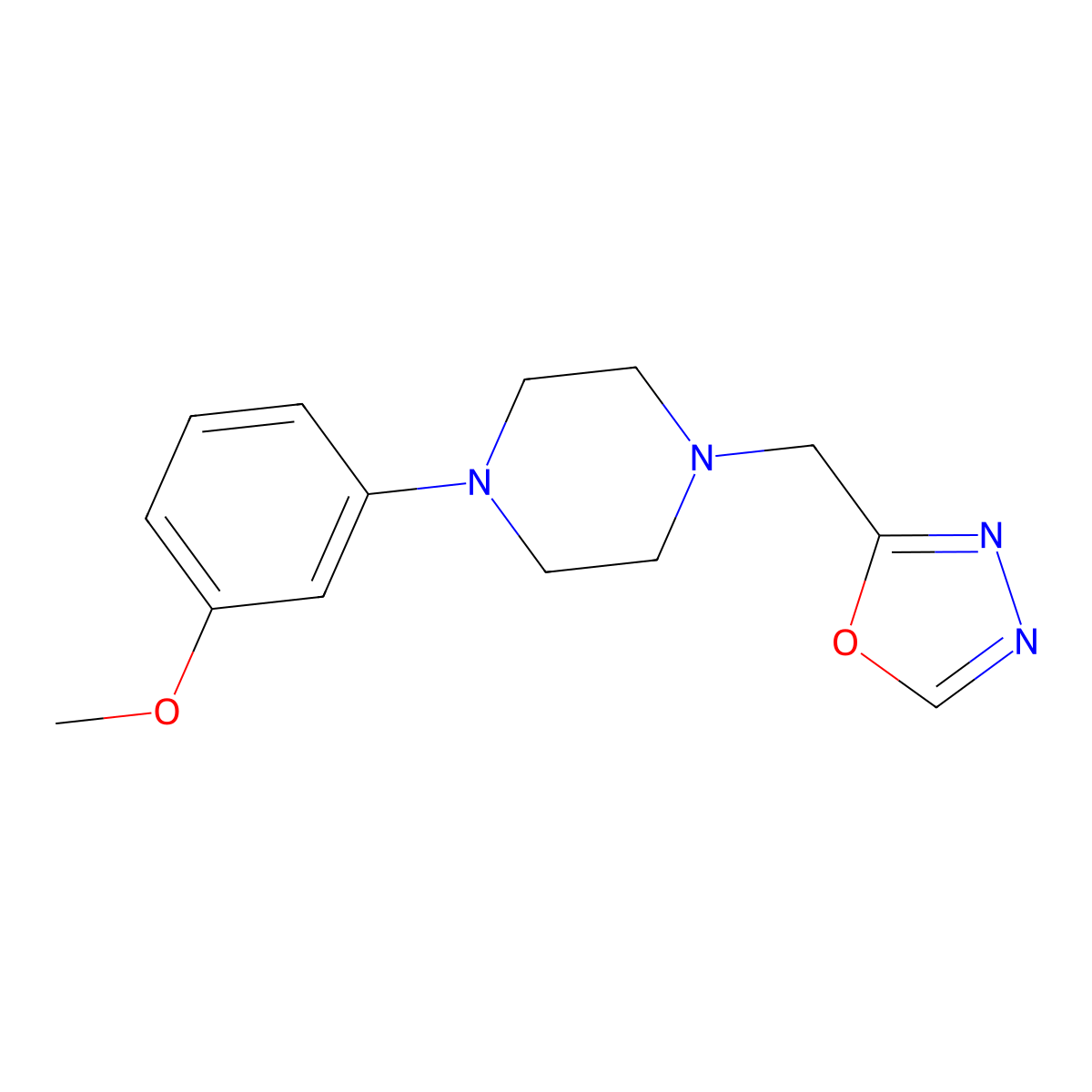 1-(3-Methoxyphenyl)-4-[(1,3,4-oxadiazol-2-yl)methyl]piperazine molecular structure, CAS 2327162-53-6