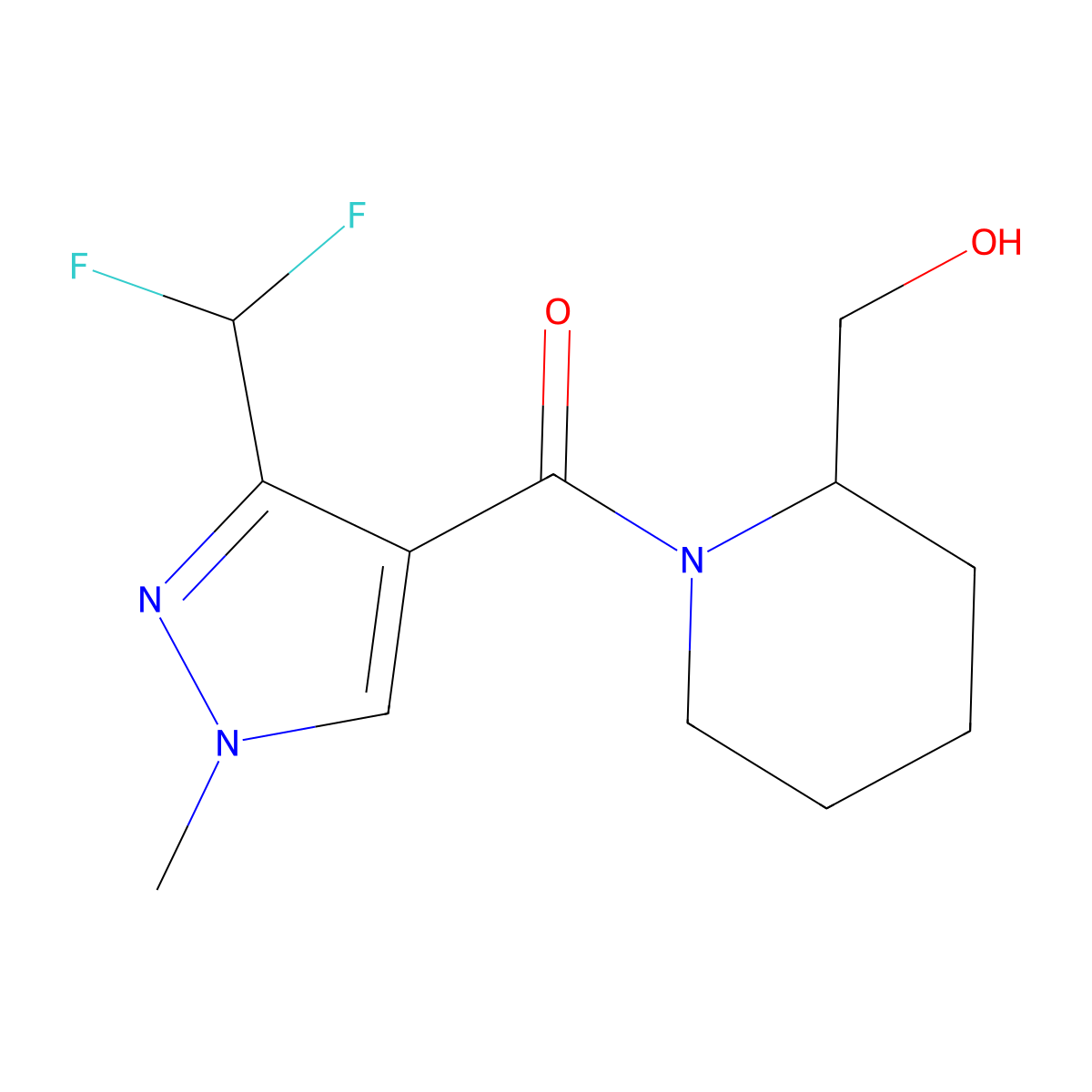 {1-[3-(difluoromethyl)-1-methyl-1H-pyrazole-4-carbonyl]piperidin-2-yl}methanol molecular structure, CAS 2327165-26-2