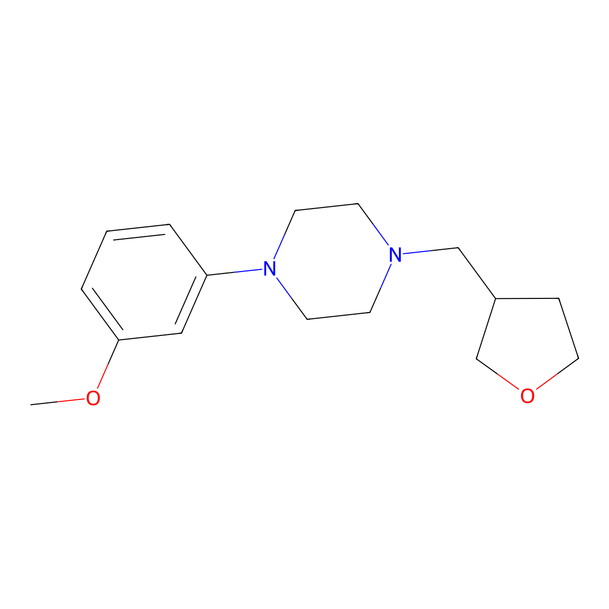 1-(3-Methoxyphenyl)-4-[(oxolan-3-yl)methyl]piperazine molecular structure, CAS 2327173-23-7