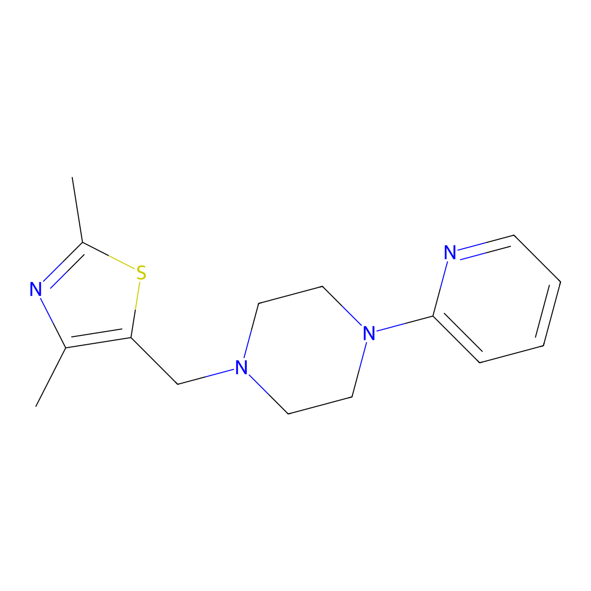 1-[(2,4-Dimethyl-1,3-thiazol-5-yl)methyl]-4-(pyridin-2-yl)piperazine molecular structure, CAS 2327175-49-3