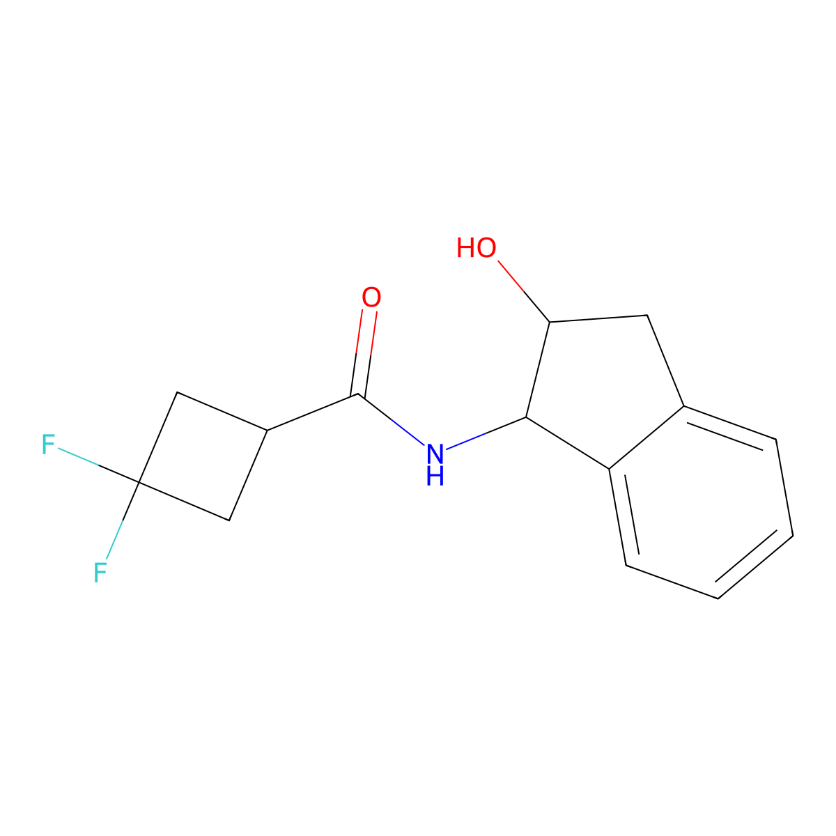 3,3-Difluoro-N-(2-hydroxy-2,3-dihydro-1H-inden-1-yl)cyclobutane-1-carboxamide molecular structure, CAS 2327176-96-3