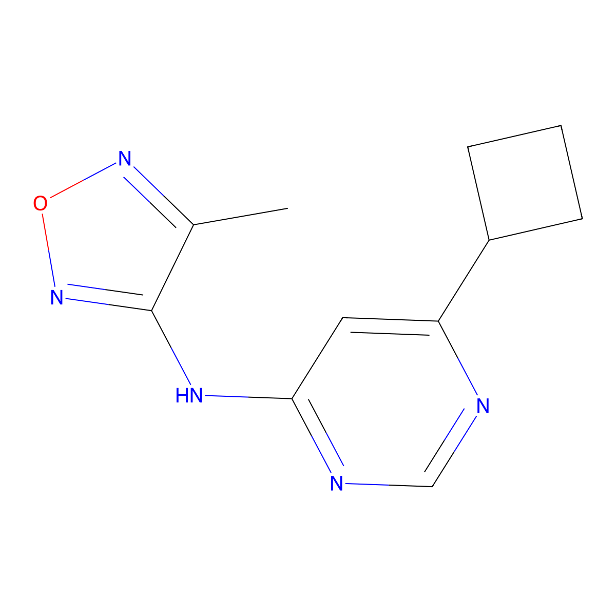 6-cyclobutyl-N-(4-methyl-1,2,5-oxadiazol-3-yl)pyrimidin-4-amine molecular structure, CAS 2327181-38-2