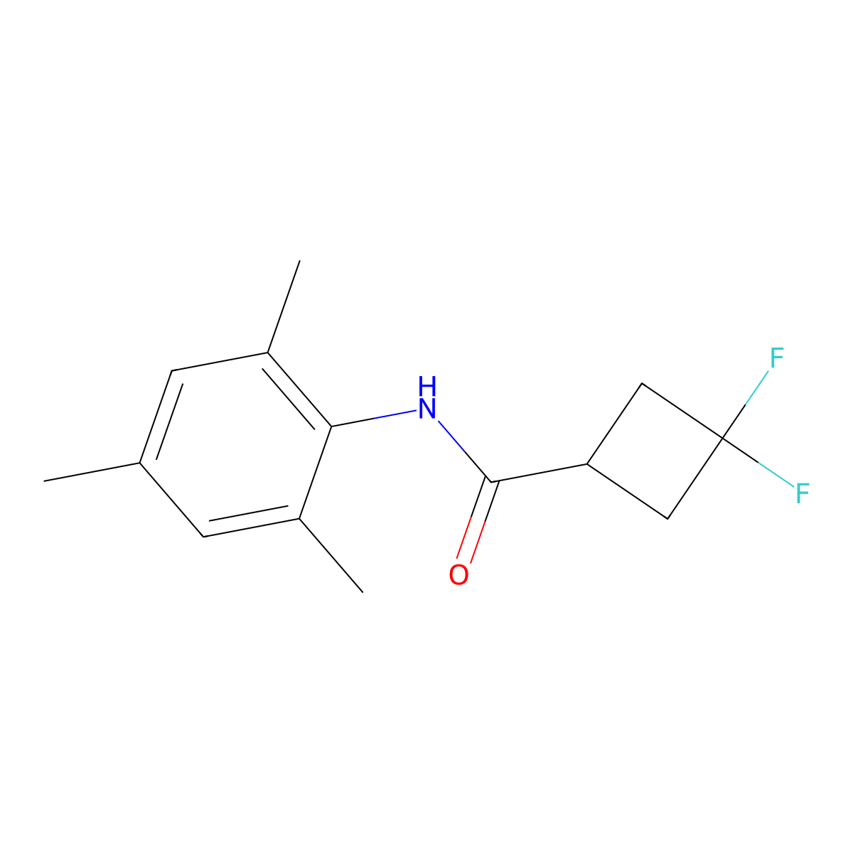 3,3-difluoro-N-(2,4,6-trimethylphenyl)cyclobutane-1-carboxamide molecular structure, CAS 2327186-77-4