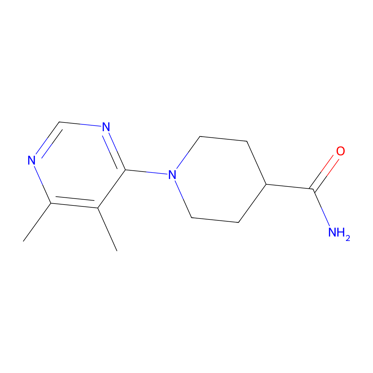 1-(5,6-Dimethylpyrimidin-4-yl)piperidine-4-carboxamide molecular structure, CAS 2327188-76-9