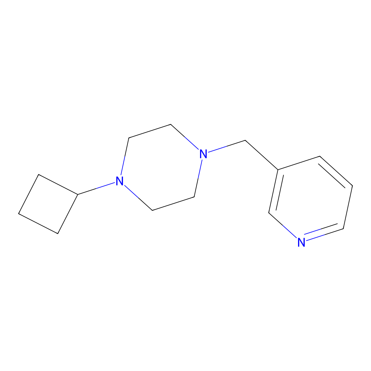 1-Cyclobutyl-4-[(pyridin-3-yl)methyl]piperazine molecular structure, CAS 2327189-40-0