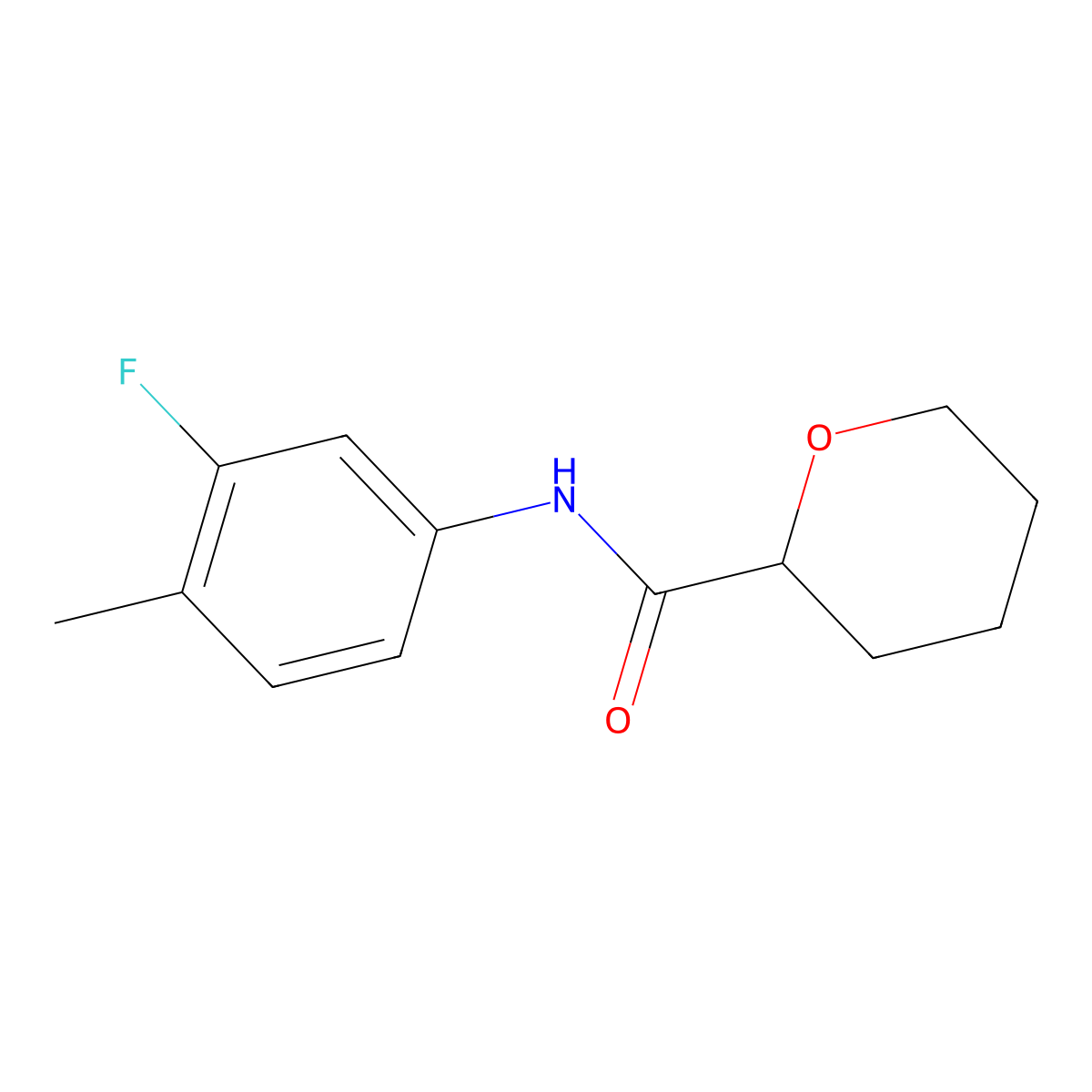 N-(3-fluoro-4-methylphenyl)oxane-2-carboxamide molecular structure, CAS 2327189-70-6
