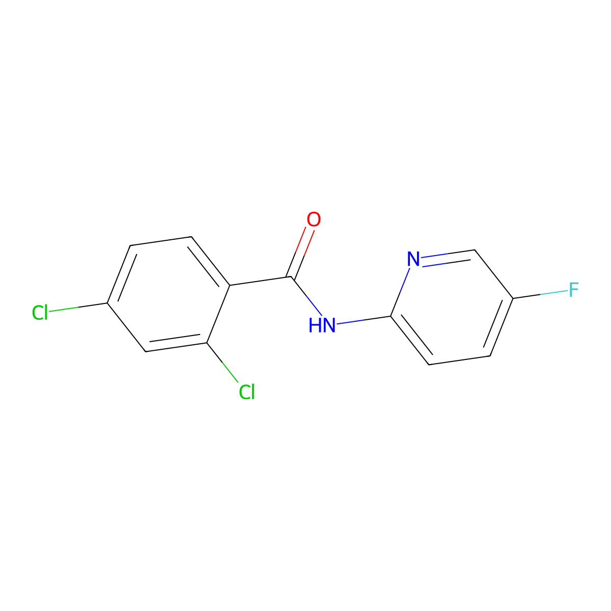 2,4-dichloro-N-(5-fluoropyridin-2-yl)benzamide molecular structure, CAS 2327191-81-9