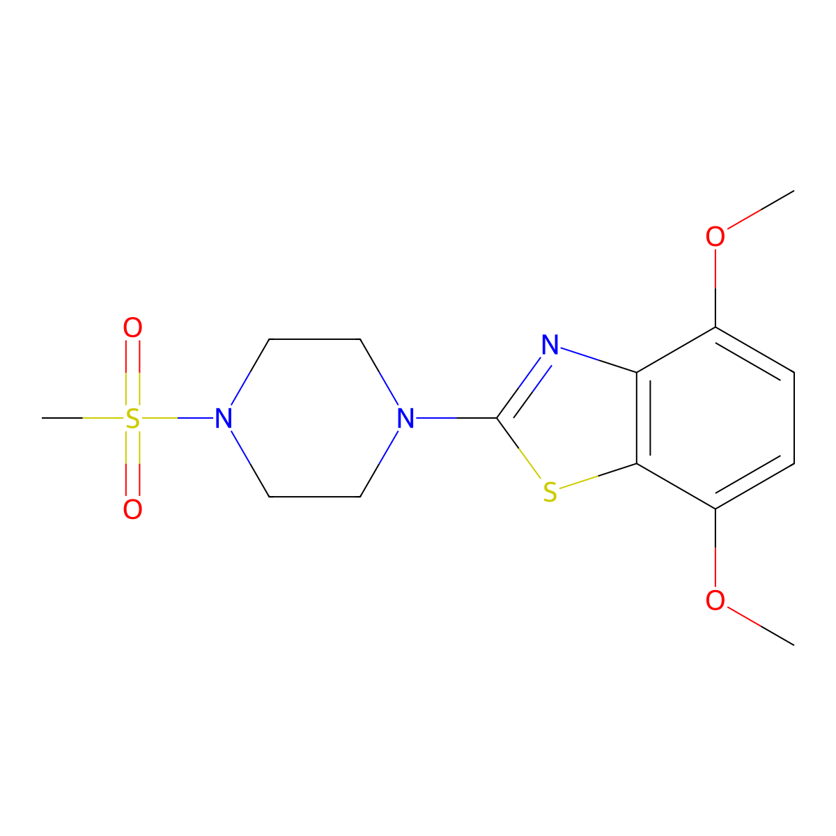 2-(4-Methanesulfonylpiperazin-1-yl)-4,7-dimethoxy-1,3-benzothiazole molecular structure, CAS 2327192-75-4