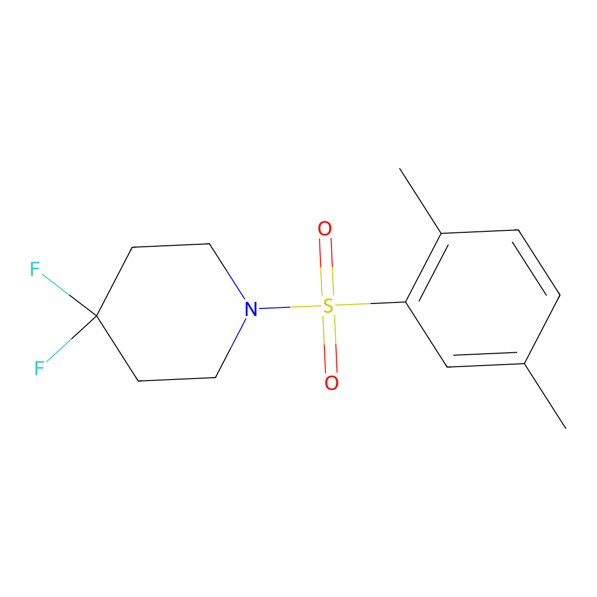 1-(2,5-Dimethylbenzenesulfonyl)-4,4-difluoropiperidine molecular structure, CAS 2327195-33-3