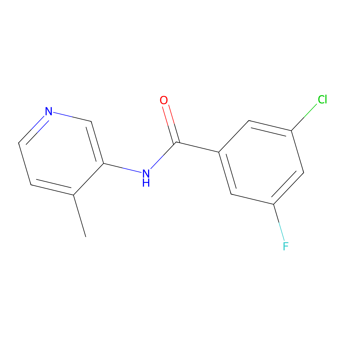 3-chloro-5-fluoro-N-(4-methylpyridin-3-yl)benzamide molecular structure, CAS 2327197-22-6