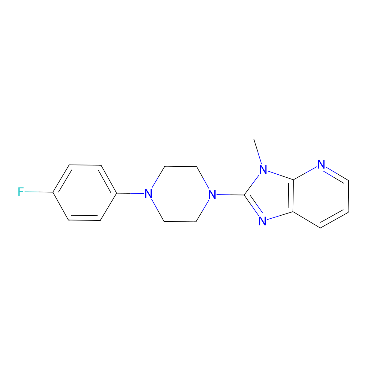 1-(4-fluorophenyl)-4-{3-methyl-3H-imidazo[4,5-b]pyridin-2-yl}piperazine molecular structure, CAS 2327203-01-8