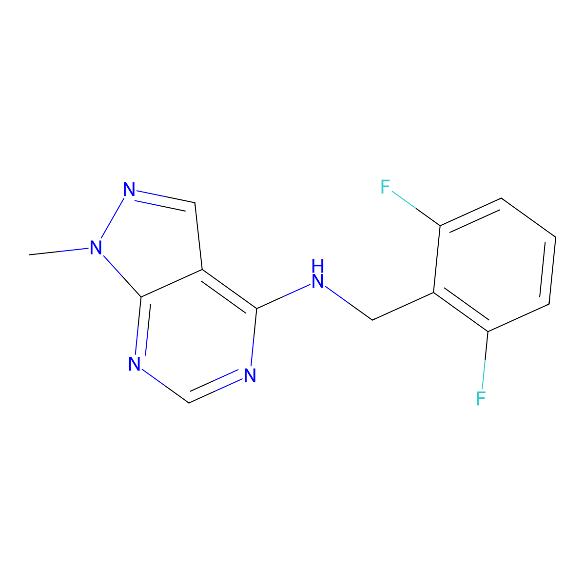 N-[(2,6-difluorophenyl)methyl]-1-methyl-1H-pyrazolo[3,4-d]pyrimidin-4-amine molecular structure, CAS 2327203-03-0