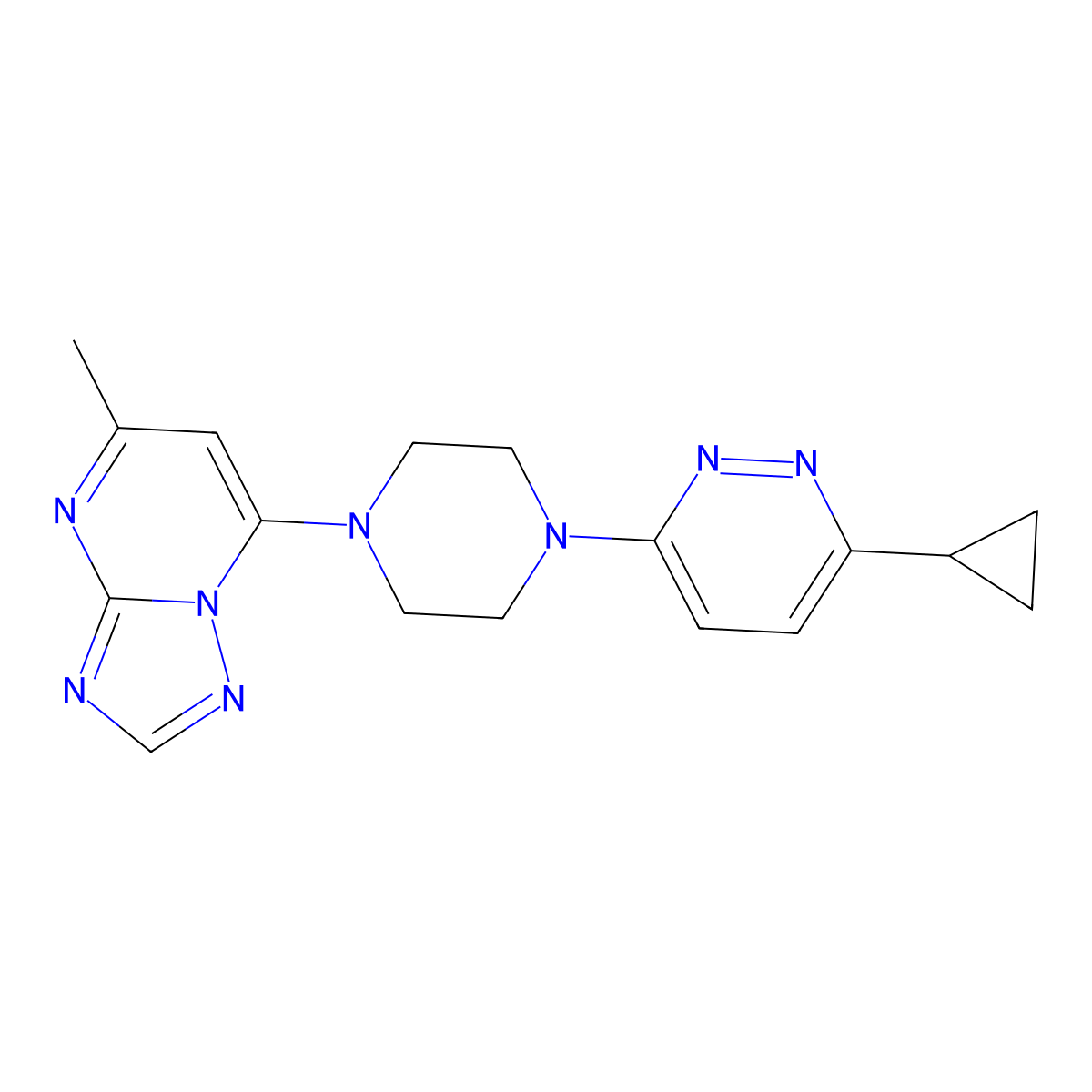 3-Cyclopropyl-6-(4-{5-methyl-[1,2,4]triazolo[1,5-a]pyrimidin-7-yl}piperazin-1-yl)pyridazine molecular structure, CAS 2327203-60-9