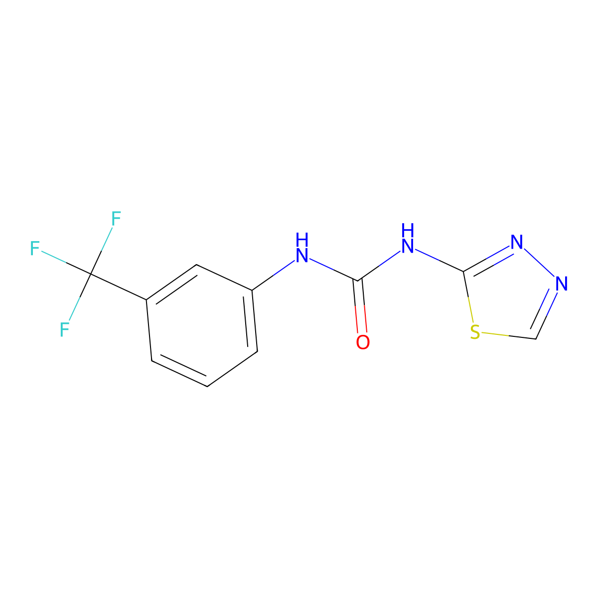 3-(1,3,4-Thiadiazol-2-yl)-1-[3-(trifluoromethyl)phenyl]urea molecular structure, CAS 2327205-24-1