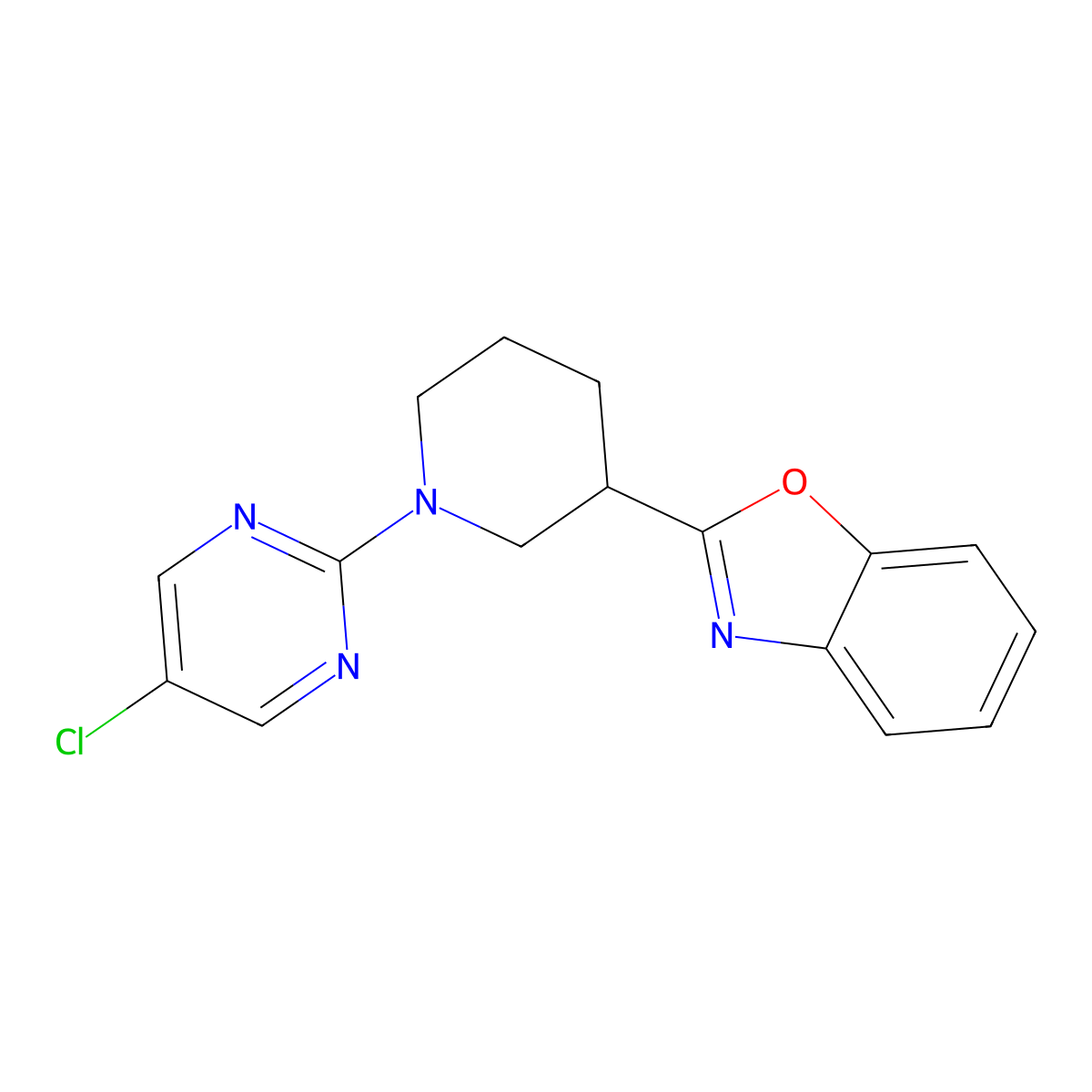2-[1-(5-Chloropyrimidin-2-yl)piperidin-3-yl]-1,3-benzoxazole molecular structure, CAS 2327208-15-9