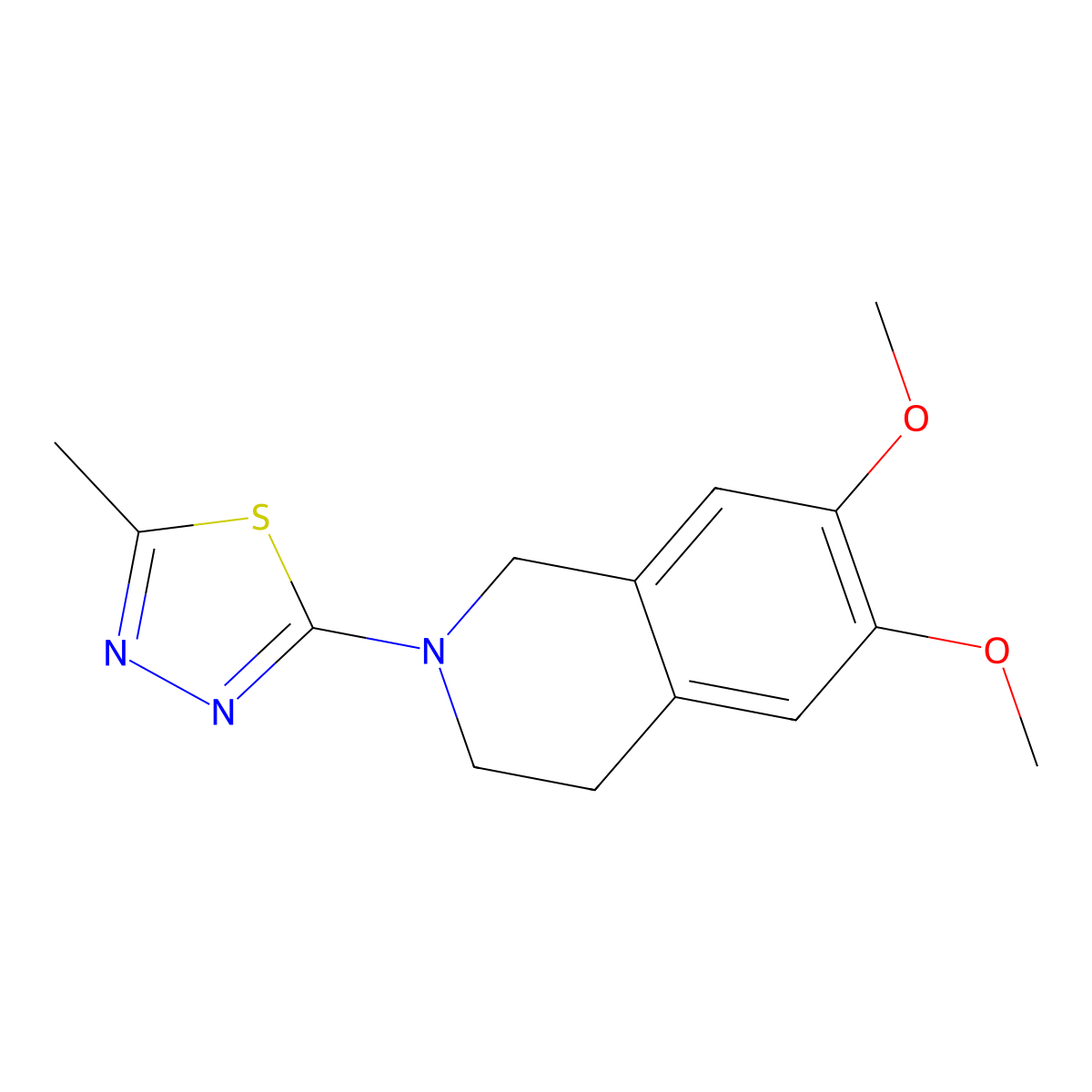 6,7-Dimethoxy-2-(5-methyl-1,3,4-thiadiazol-2-yl)-1,2,3,4-tetrahydroisoquinoline molecular structure, CAS 2327210-55-7