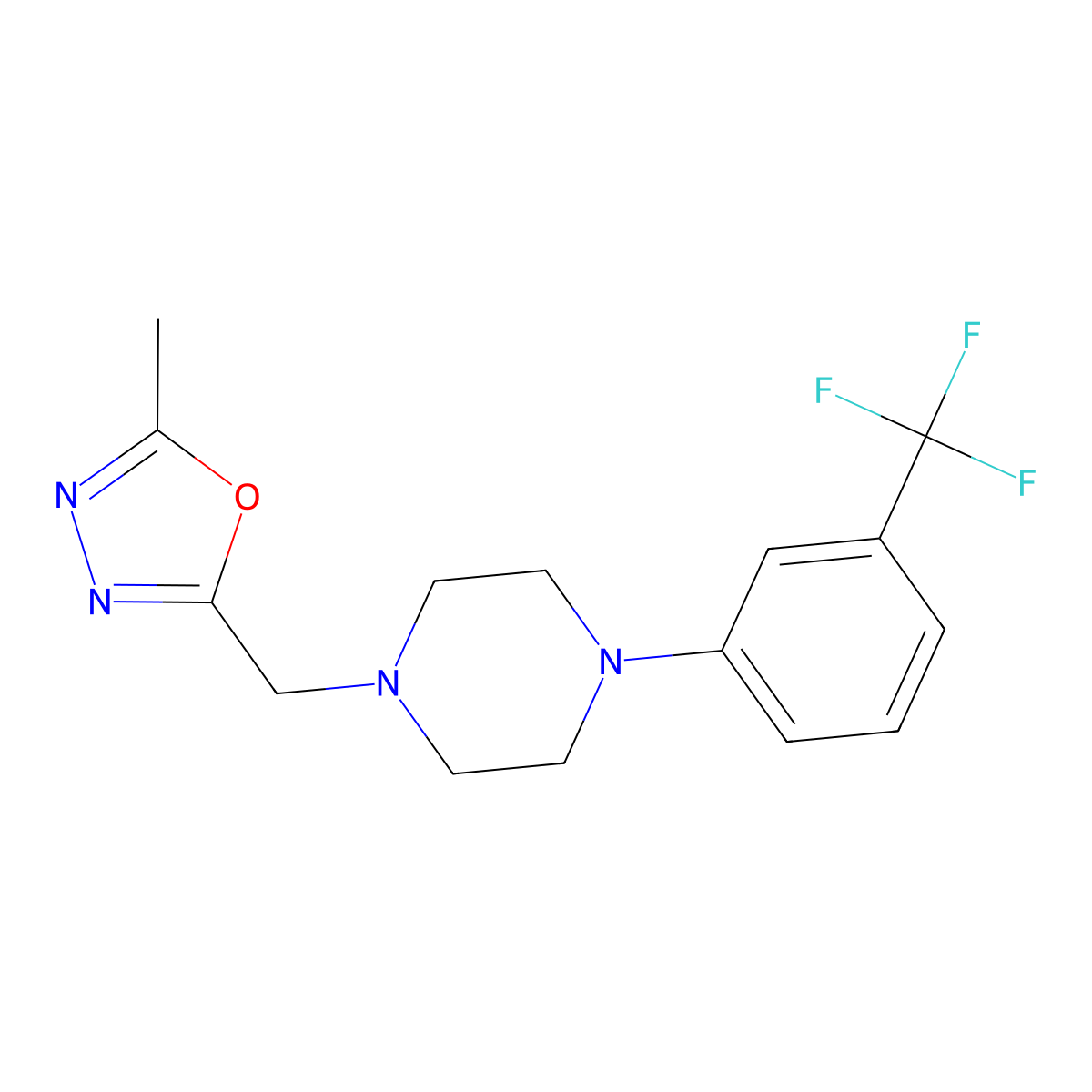 1-[(5-Methyl-1,3,4-oxadiazol-2-yl)methyl]-4-[3-(trifluoromethyl)phenyl]piperazine molecular structure, CAS 2327210-69-3