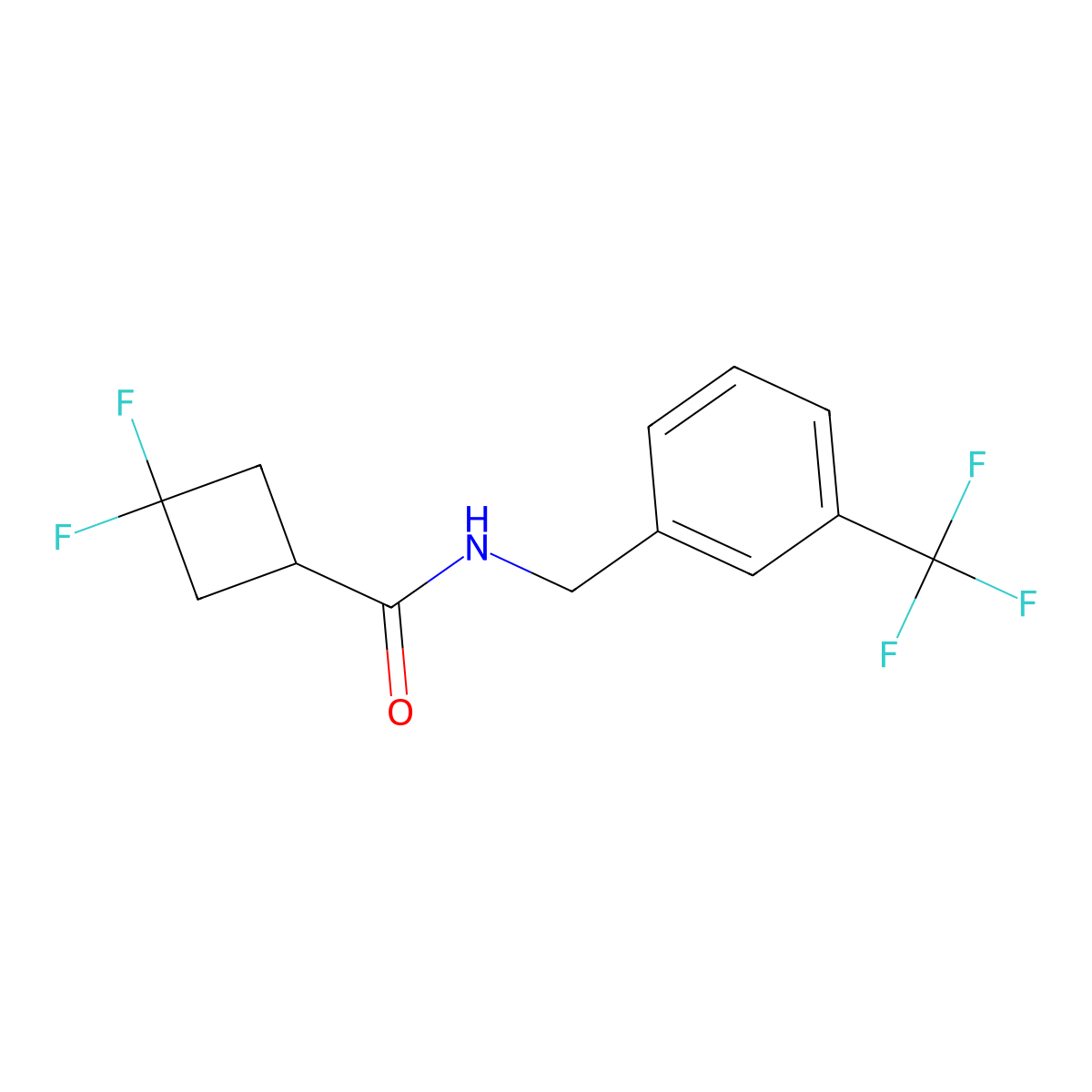 3,3-difluoro-N-{[3-(trifluoromethyl)phenyl]methyl}cyclobutane-1-carboxamide molecular structure, CAS 2327211-02-7