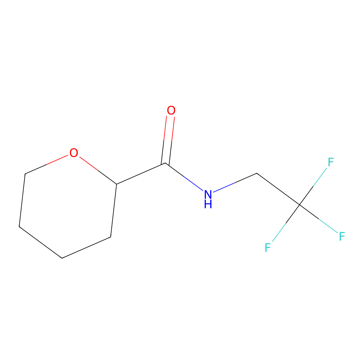 N-(2,2,2-Trifluoroethyl)oxane-2-carboxamide molecular structure, CAS 2327212-29-1