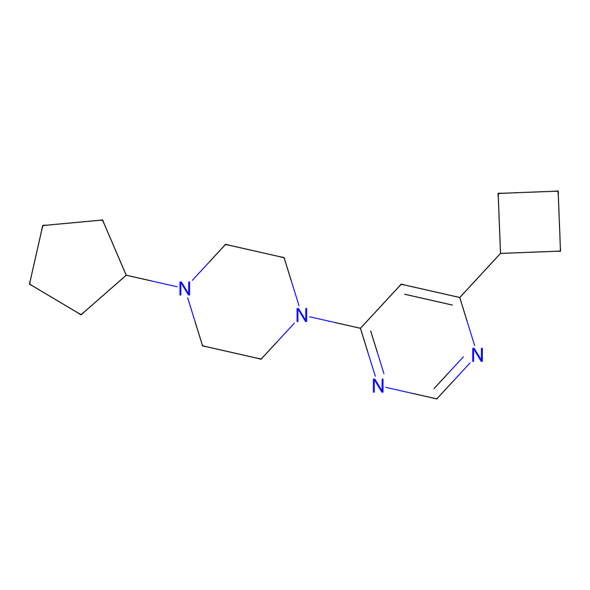 4-Cyclobutyl-6-(4-cyclopentylpiperazin-1-yl)pyrimidine molecular structure, CAS 2327214-15-1