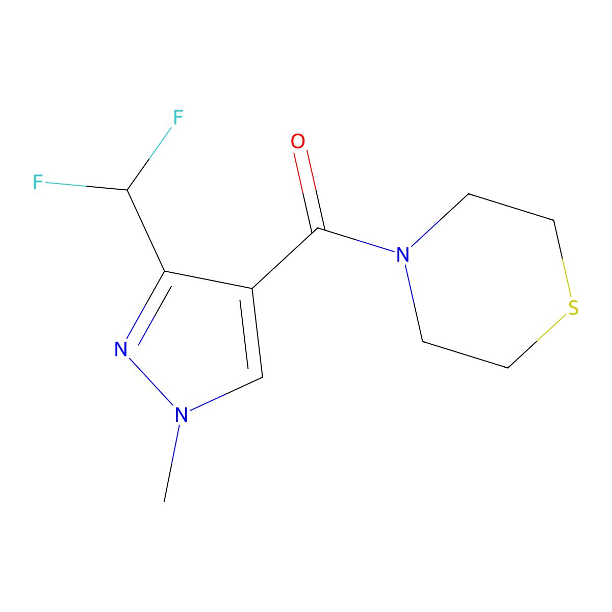 4-[3-(difluoromethyl)-1-methyl-1H-pyrazole-4-carbonyl]thiomorpholine molecular structure, CAS 2327214-35-5