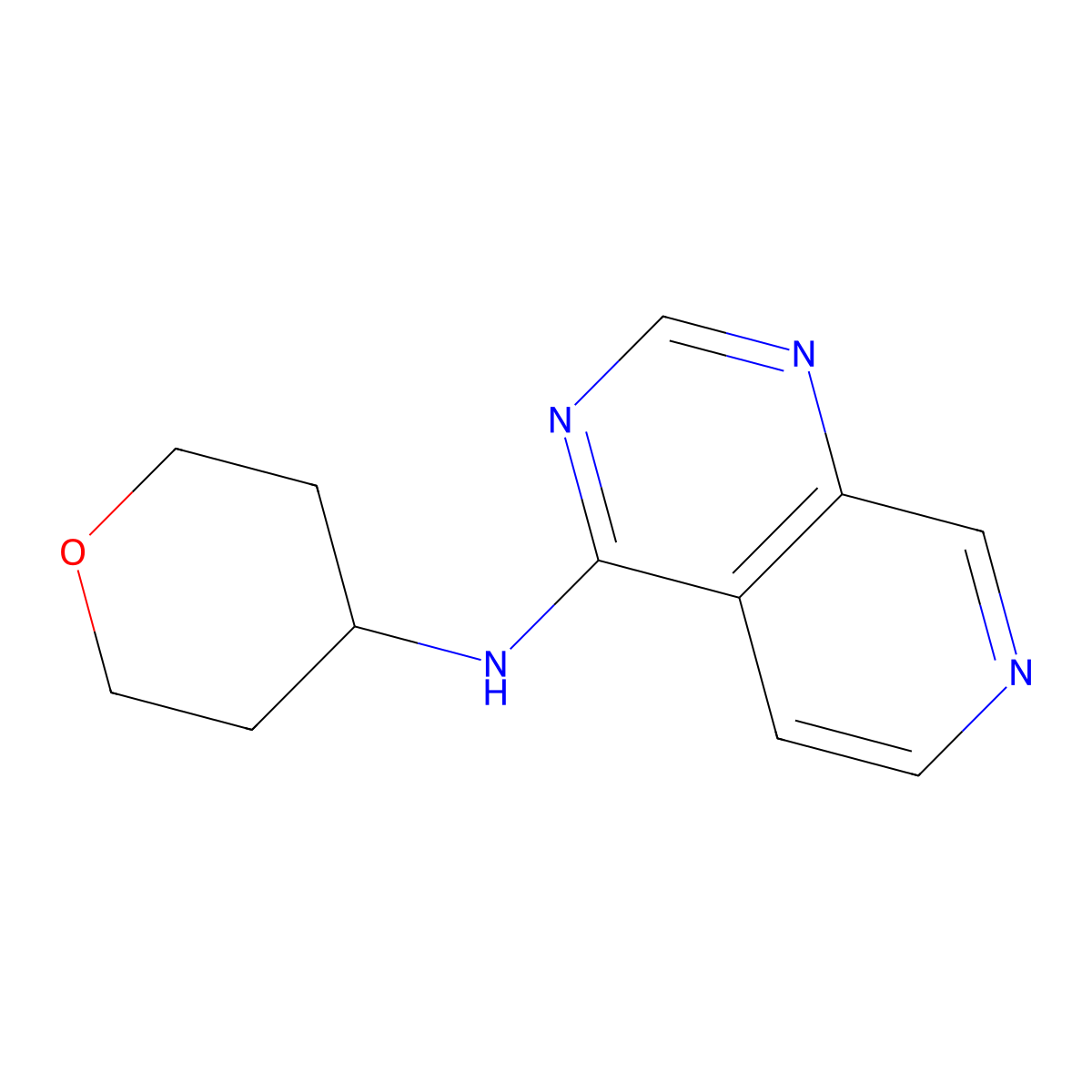 N-(oxan-4-yl)pyrido[3,4-d]pyrimidin-4-amine molecular structure, CAS 2327215-96-1