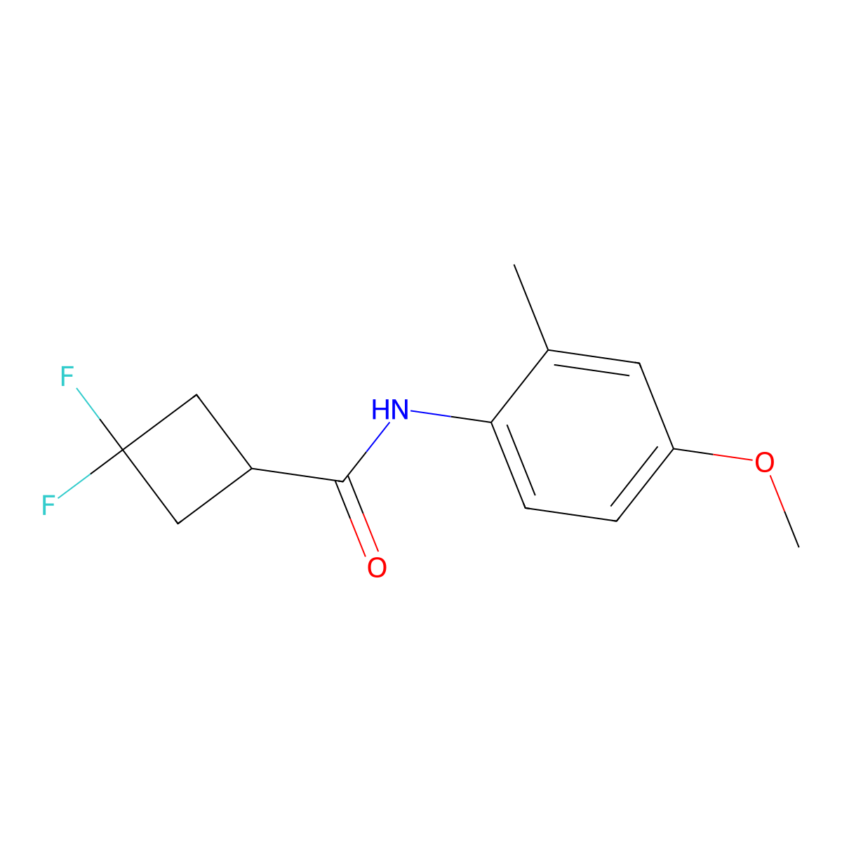 3,3-difluoro-N-(4-methoxy-2-methylphenyl)cyclobutane-1-carboxamide molecular structure, CAS 2327216-17-9