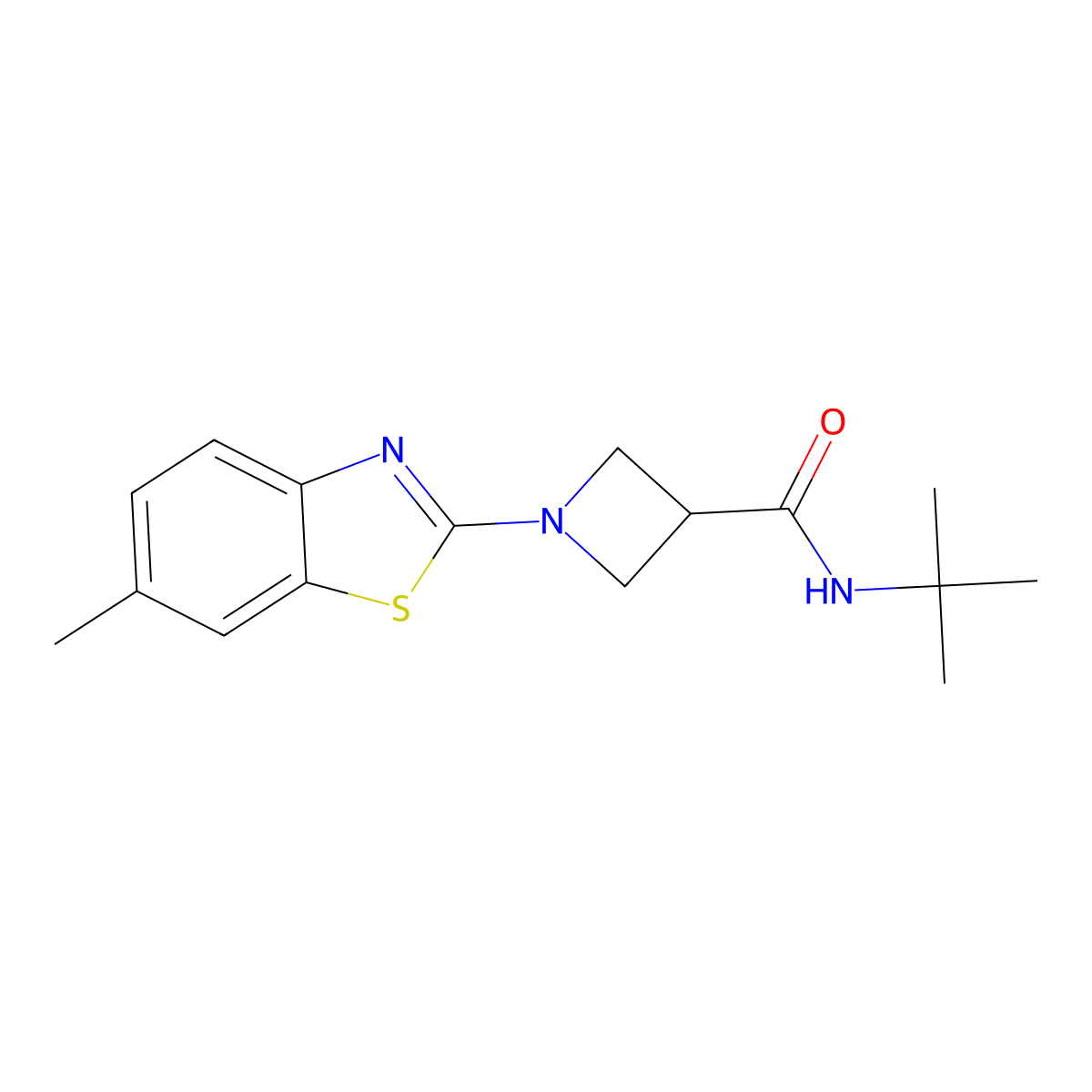 N-(tert-butyl)-1-(6-methylbenzo[d]thiazol-2-yl)azetidine-3-carboxamide molecular structure, CAS 2327219-87-2