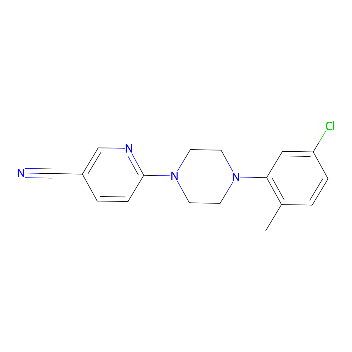 6-[4-(5-Chloro-2-methylphenyl)piperazin-1-yl]pyridine-3-carbonitrile molecular structure, CAS 2327221-50-9