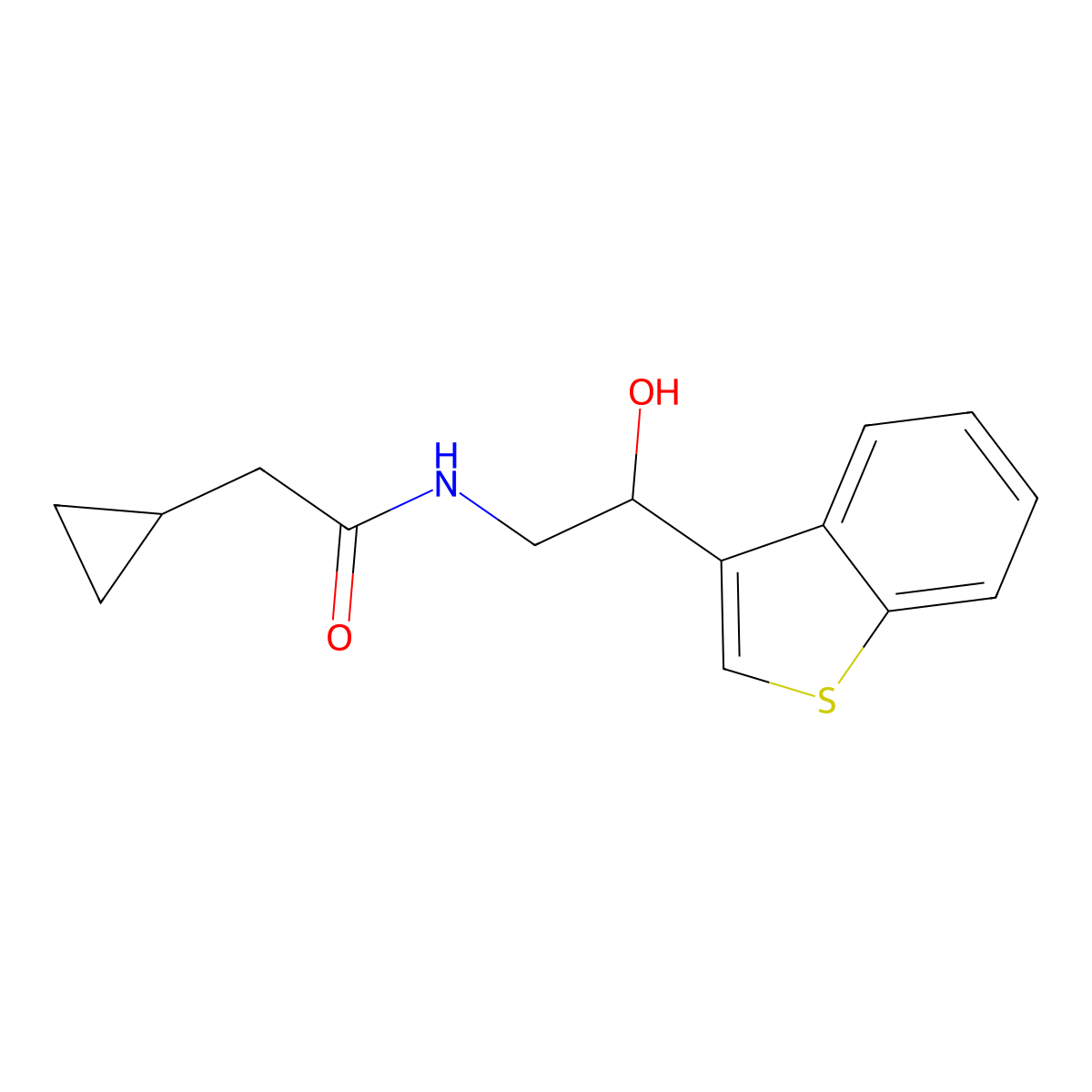N-[2-(1-benzothiophen-3-yl)-2-hydroxyethyl]-2-cyclopropylacetamide molecular structure, CAS 2327221-54-3