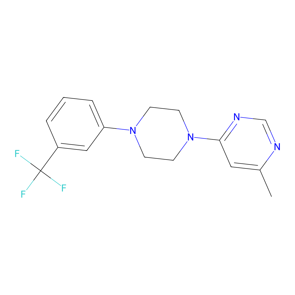 4-Methyl-6-{4-[3-(trifluoromethyl)phenyl]piperazin-1-yl}pyrimidine molecular structure, CAS 2327221-61-2
