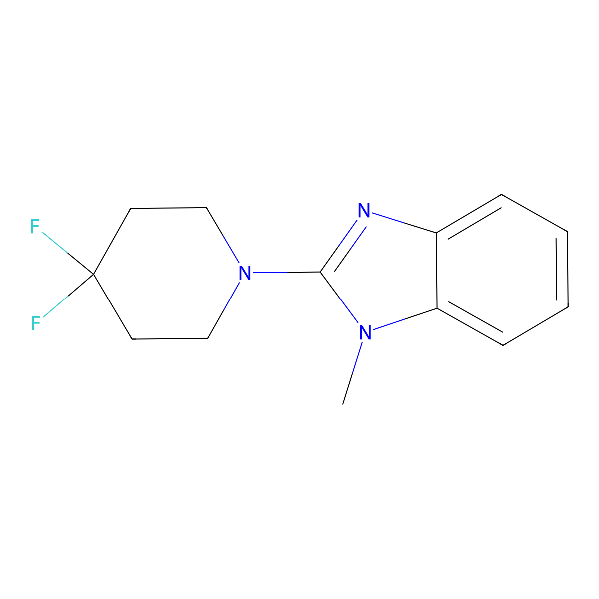 2-(4,4-difluoropiperidin-1-yl)-1-methyl-1H-1,3-benzodiazole molecular structure, CAS 2327222-97-7