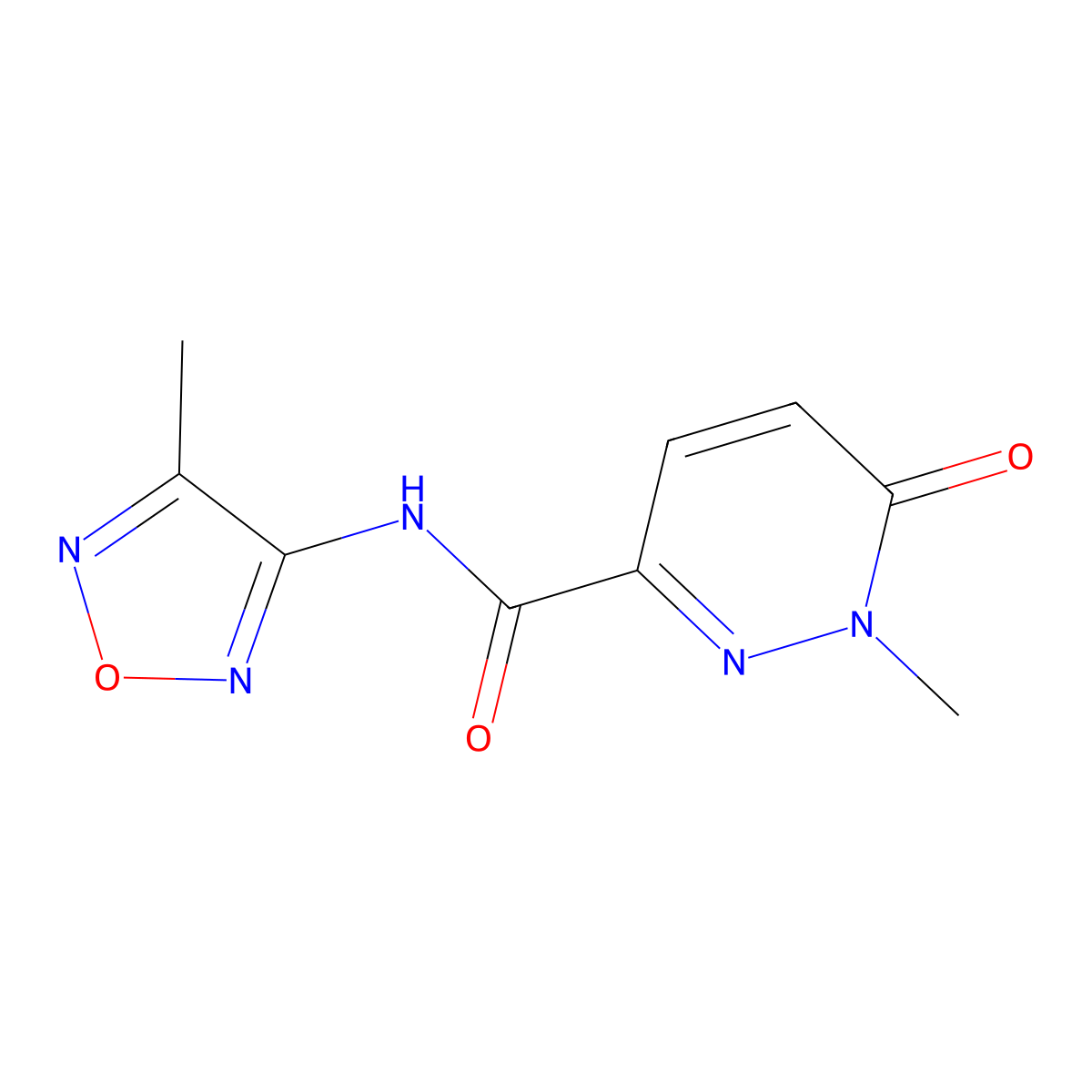 1-methyl-N-(4-methyl-1,2,5-oxadiazol-3-yl)-6-oxo-1,6-dihydropyridazine-3-carboxamide molecular structure, CAS 2327223-79-8