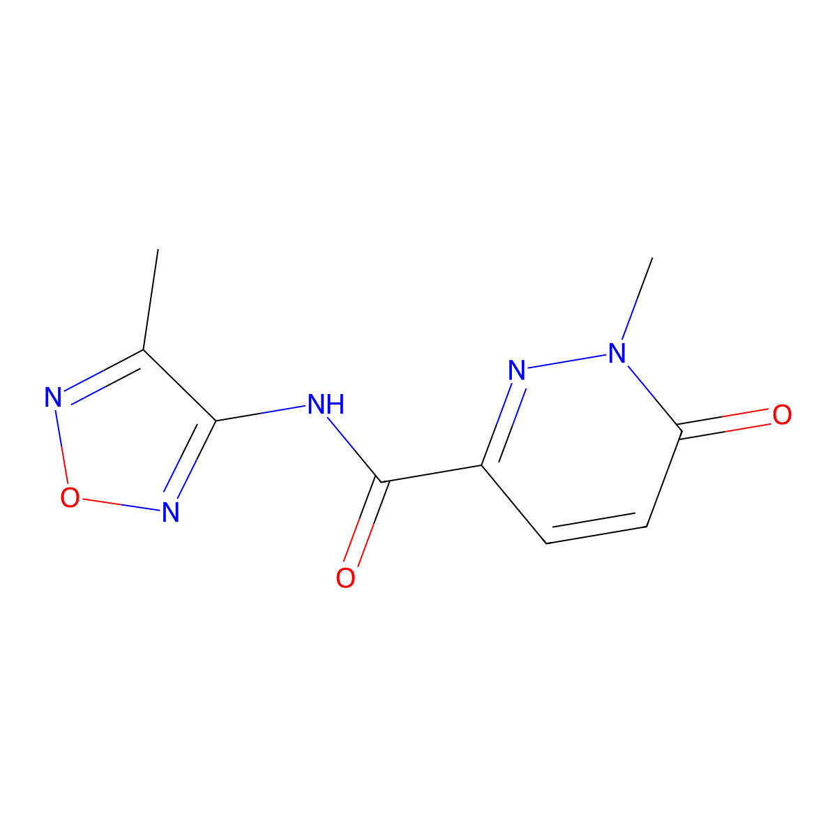 1-methyl-N-(4-methyl-1,2,5-oxadiazol-3-yl)-6-oxo-1,6-dihydropyridazine-3-carboxamide molecular structure, CAS 2327223-79-8